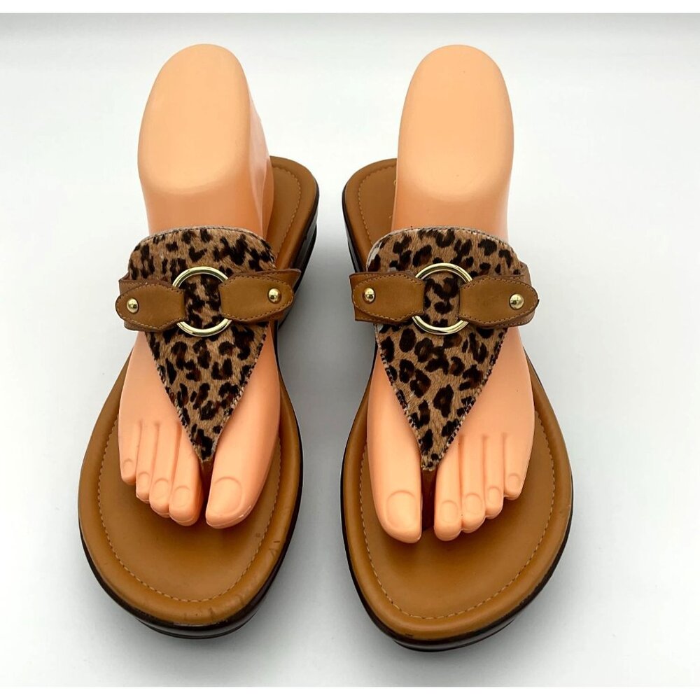 Cole Haan x Nike Air Leopard Calf Pony Hair Leather Thong Wedge Sandals
